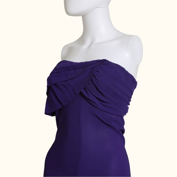 YIGAL Azrouël Violet Purple Strapless Knee Length Dress - Picture 3 of 6